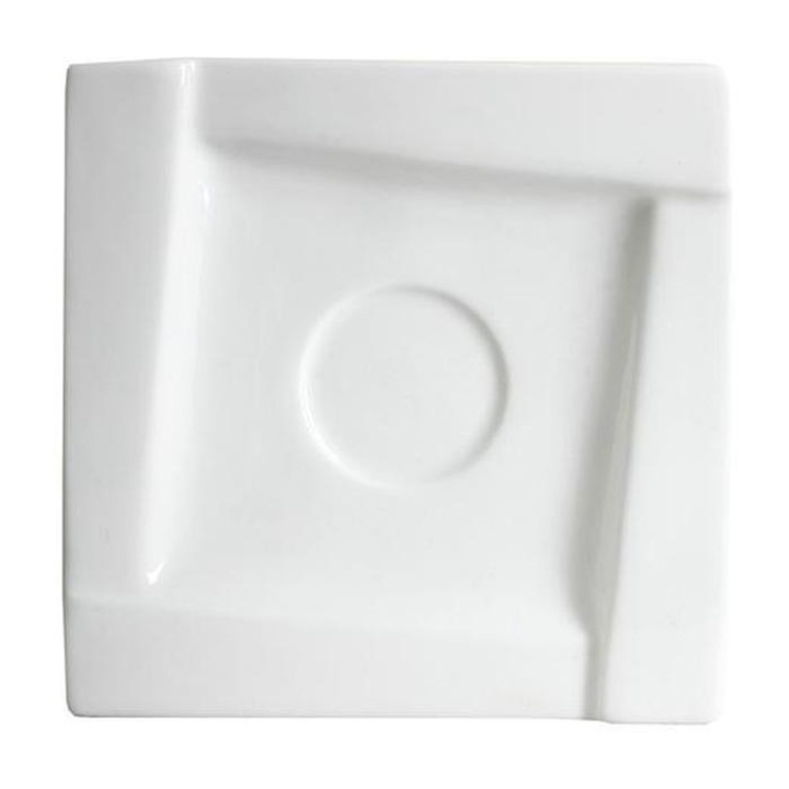 Farfurioara suport ceasca Ambition Kubiko, 11.5x11.5cm, portelan, alb