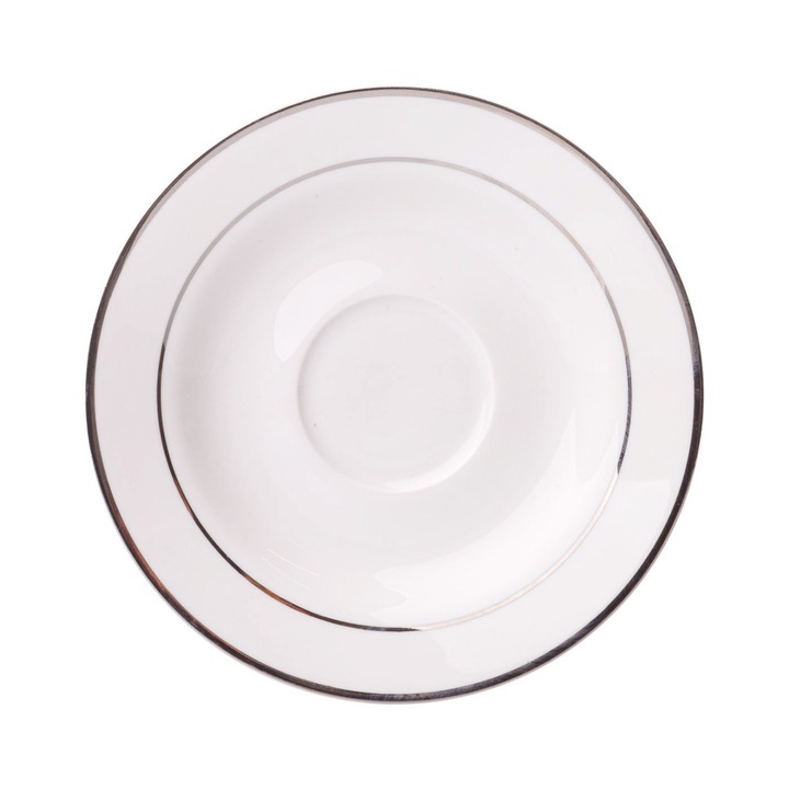 Farfurioara suport ceasca cafea espresso 12.5cm, portelan, Ambition Aura Silver