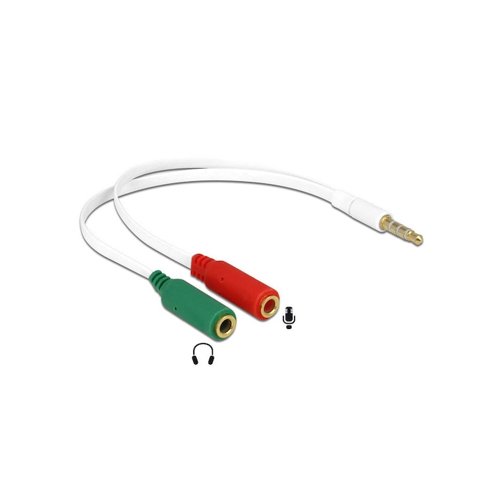 Audiokábel sztereó jack 3,5 mm-es Wireman 415 3,5 mm-es STER 4PIN, elosztó sztereó jack 3,5 mm-es 4P dugó - 2 x 3,5 mm-es anya, 0,2 méter
