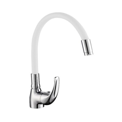 Baterie stativa pentru bucatarie cu pipa flexibila, Alb