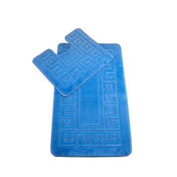 Set 2 covorase baie Basic Standard , 50x80cm/40x50cm, antiderapant, polipropilena, culoare bleo , model etnic, gramaj 800 g Set 2 covorase baie Basic Standard , 50x80cm/40x50cm, antiderapant, polipropilena, culoare bleo , model etnic, gramaj 800 g