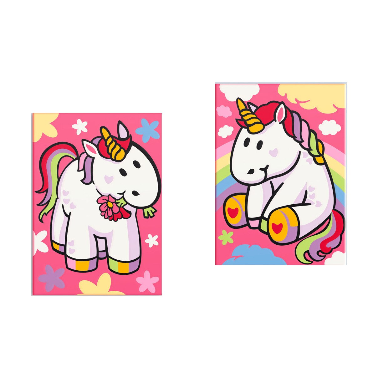 Pictura pe numere - Unicorni, set 2 piese - 33 x 23 cm