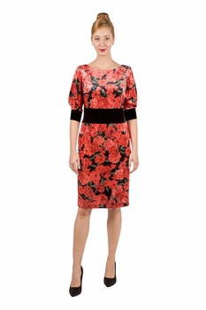 Rochie de zi rosu negru, Nelmar, Rosu/Negru Rochie de zi rosu negru, Nelmar, Rosu/Negru
