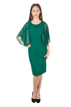 Rochie verde cu maneci de voal, Nelmar 48RO Rochie verde cu maneci de voal, Nelmar 48RO