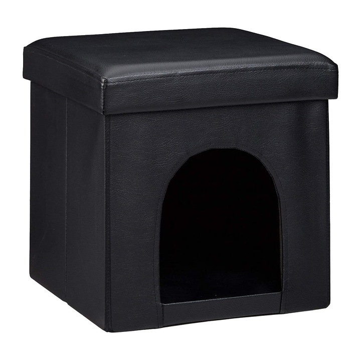 Culcus taburet pentru catei si pisici, negru, Relaxdays