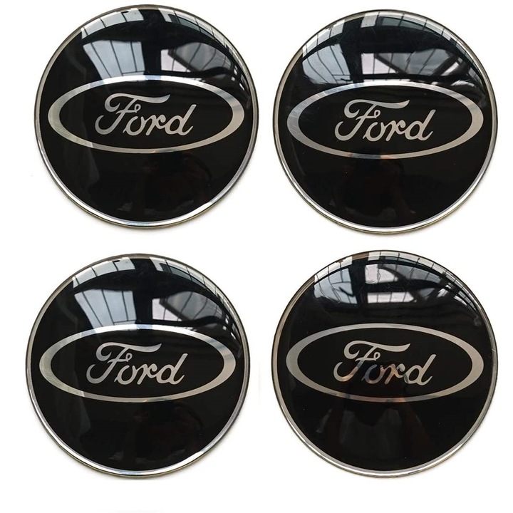 Set 4 capacele roti 60mm negre, Ford Focus/Mondeo/Kuga , pentru jante aliaj