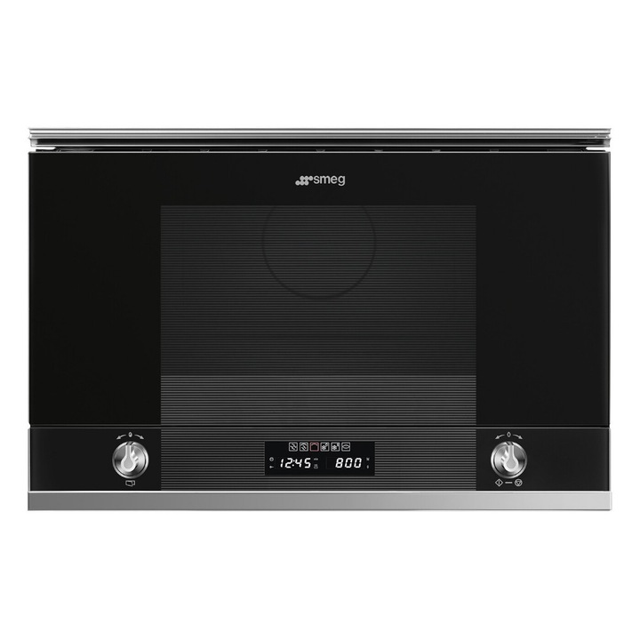 Микровълнова фурна за вграждане Smeg Linea MP122N1, 22 л., 850 W, 6 функции, Грил, Черна