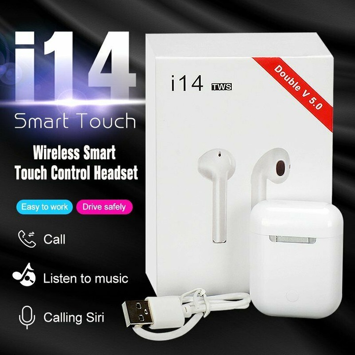 Безжични слушалки BeSmart i14 TWS Bluetooth 5.0 с тъч контрол HD звук