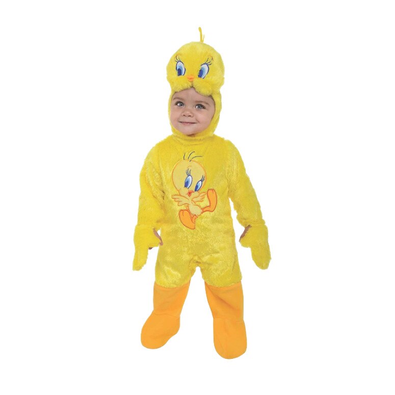 Costum Pui Tweety, 2 piese, acoperitoare cap si combinezon, 12-18 luni
