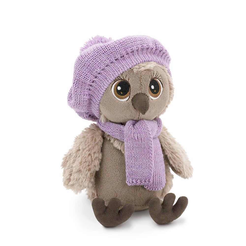 Papusa din plus, Sonya, bufnita cu caciula si fular violet, 20cm, Orange Toys