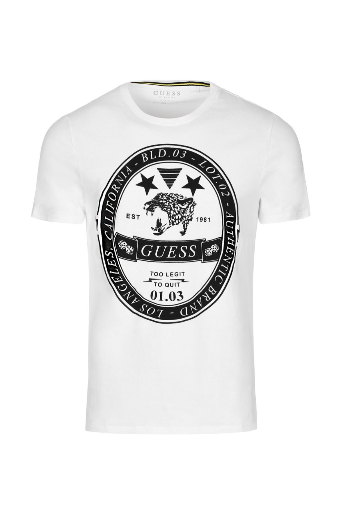 Tricou barbati cu imprimeu pe piept, Guess Jeans