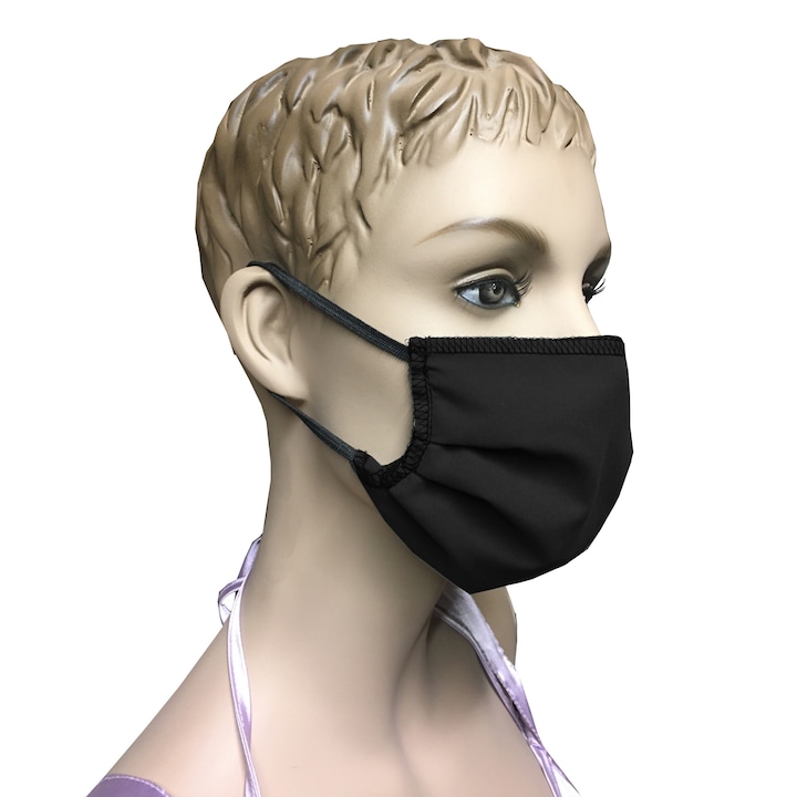 .Антисмог предпазна маска с филтър активен въглен FaceMask, Черен, Унисекс