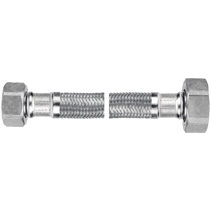 Bekötőcső vízre acélborítású flexibilis 1/2" x 3/8" belső-belső 30 cm