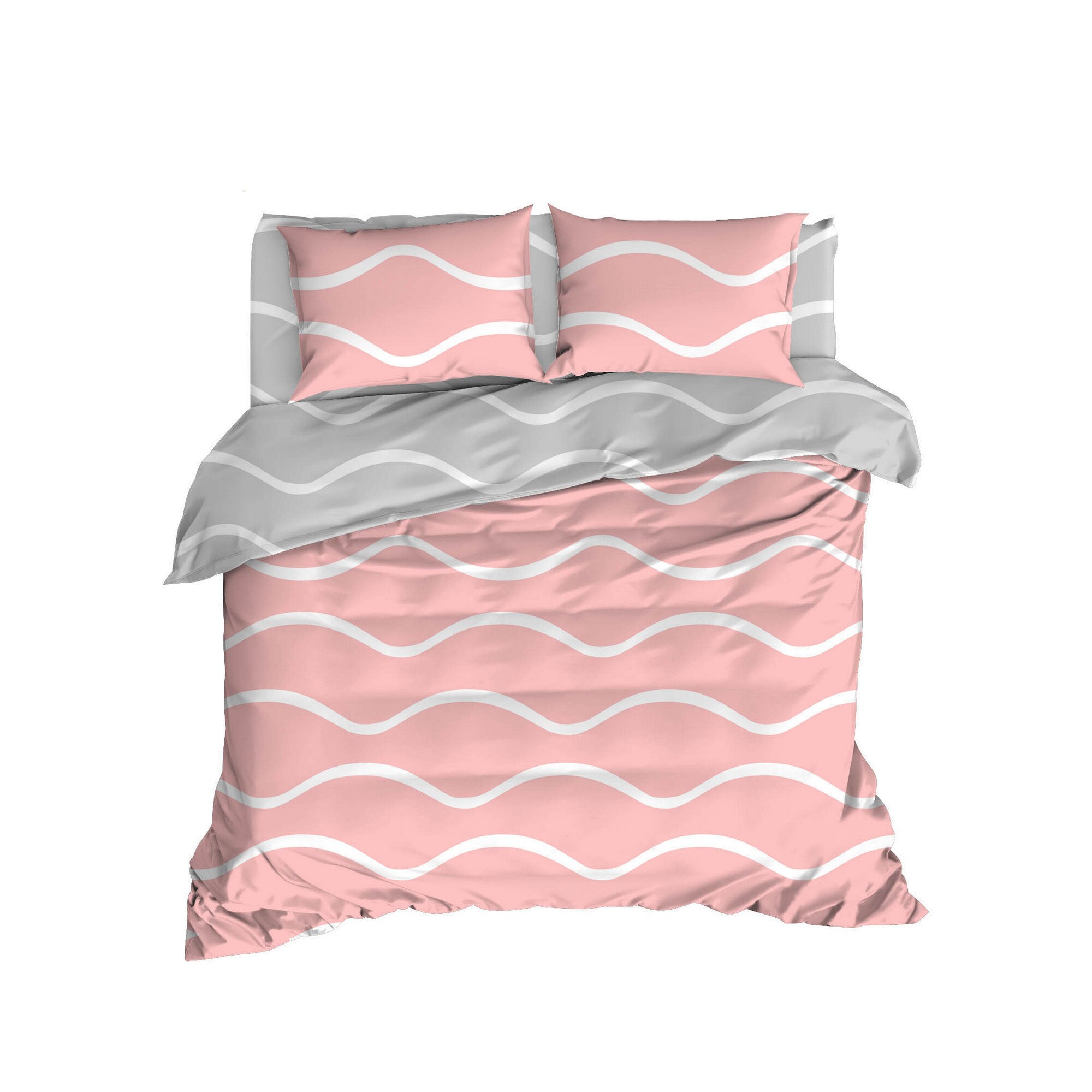 Lenjerie de pat pentru 2 persoane, 100% bumbac ranforce, 4 piese, Enlora home, Novia , 240 x 260 cm