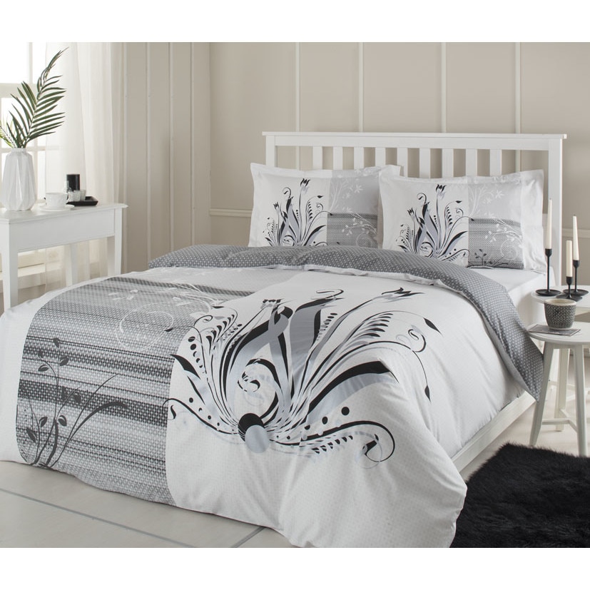 Lenjerie pat Ranforce Harper, 100% bumbac, 4 piese, 2 persoane, 200x220 / 50x70