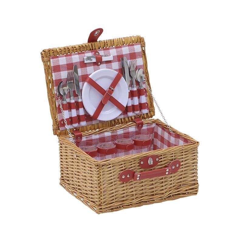 Cos de picnic Family 4 persoane, 24 piese, multicolor, 40 cm x 30 cm x 20 cm