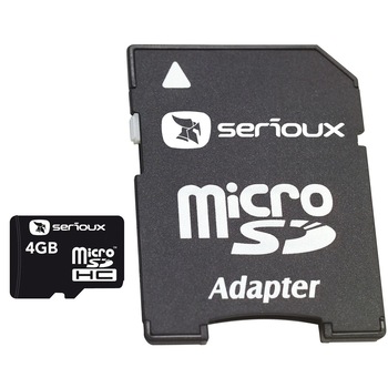 Card de memorie Serioux MicroSDHC, 4GB, Class 4 + Adaptor Card de memorie Serioux MicroSDHC, 4GB, Class 4 + Adaptor
