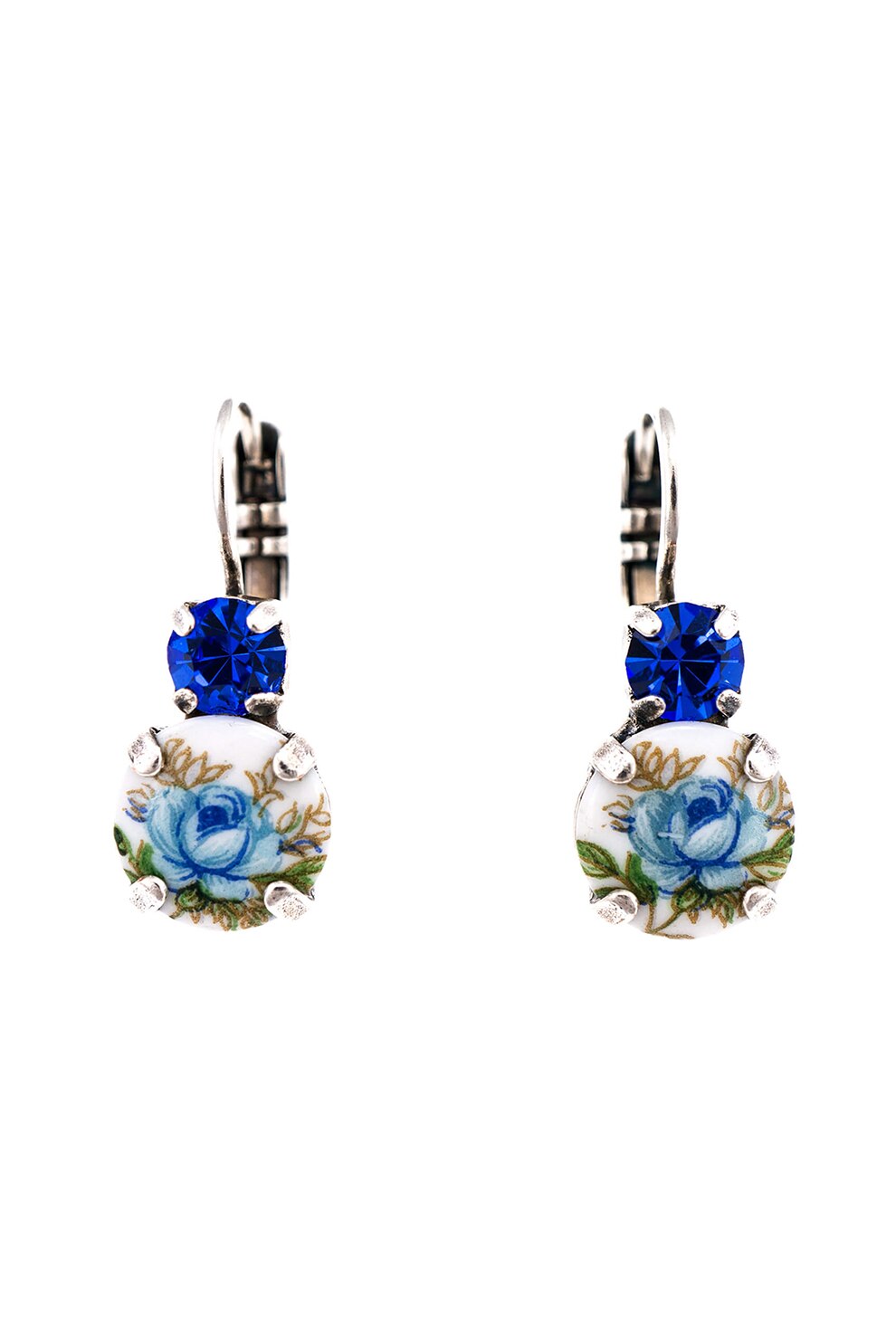 Roxannes - Mariana Jewellery, Cercei placati cu argint 925 si decorati cu cristale , Argintiu/Albastru/Alb