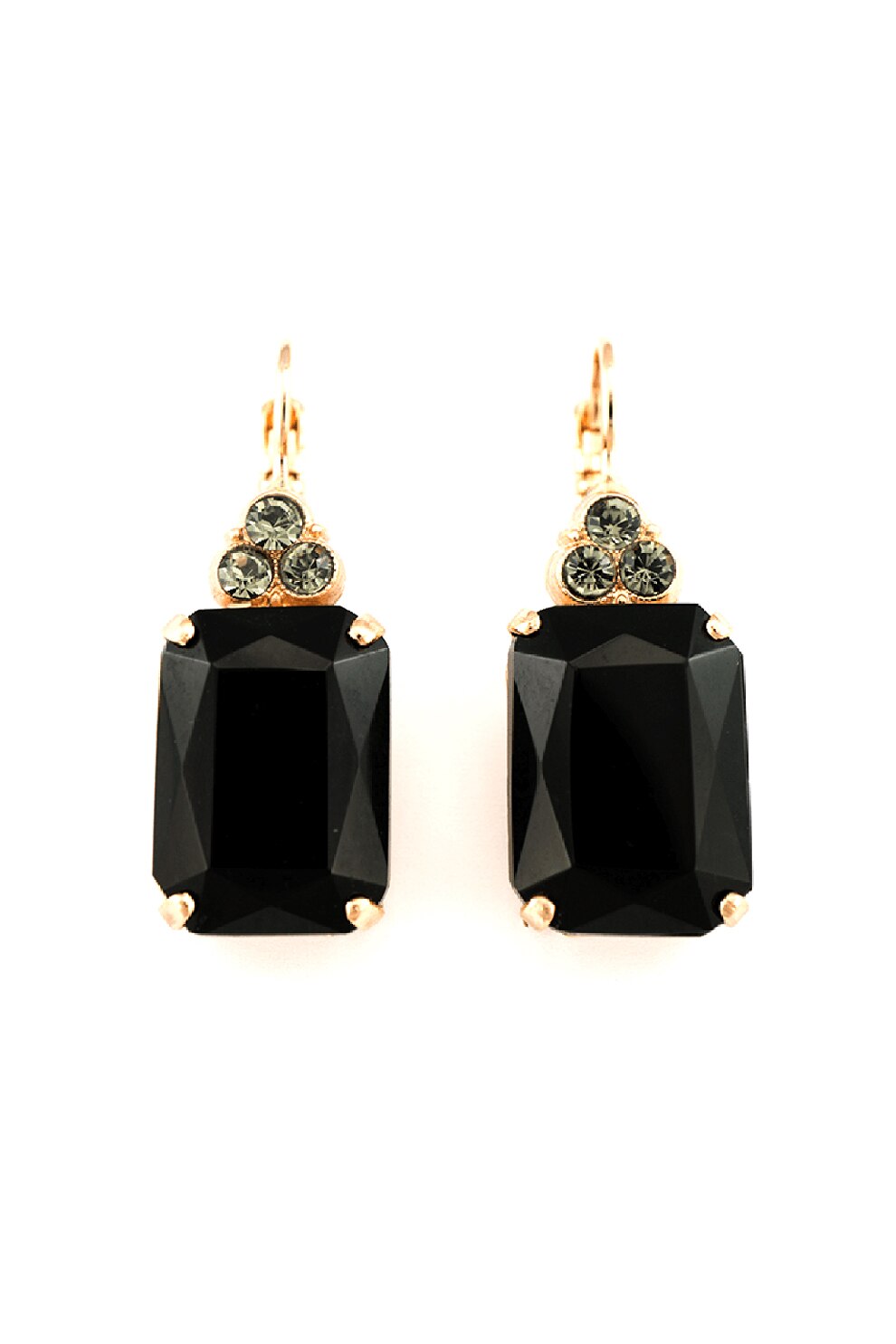 Roxannes - Mariana Jewellery, Cercei drop placati cu aur de 24k si cristale , Auriu/Negru