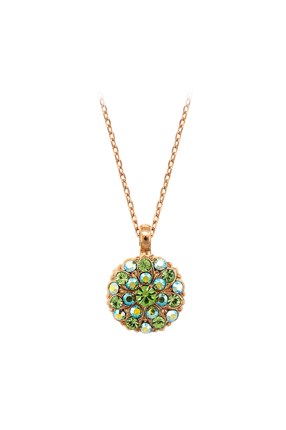 Roxannes - Mariana Jewellery, Colier placat cu aur rose de 24K, decorat cu cristale , Auriu/Verde/Bleu
