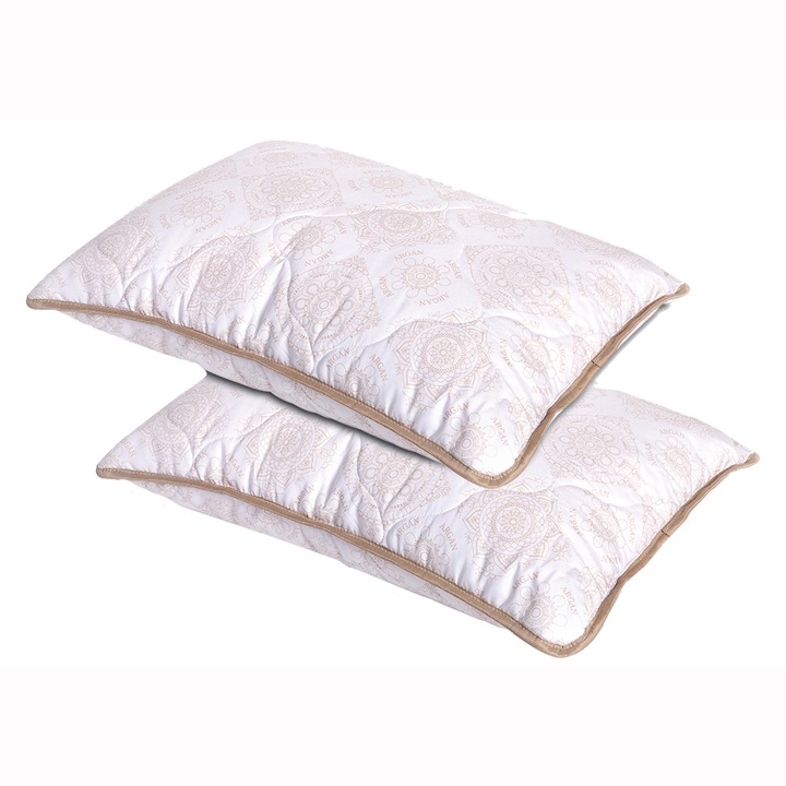 Комплект възглавници SleepMe Argan Deluxe, Микрофибър, Хипоалергенен калъф, Арганово масло, 50x70 см, 2 броя