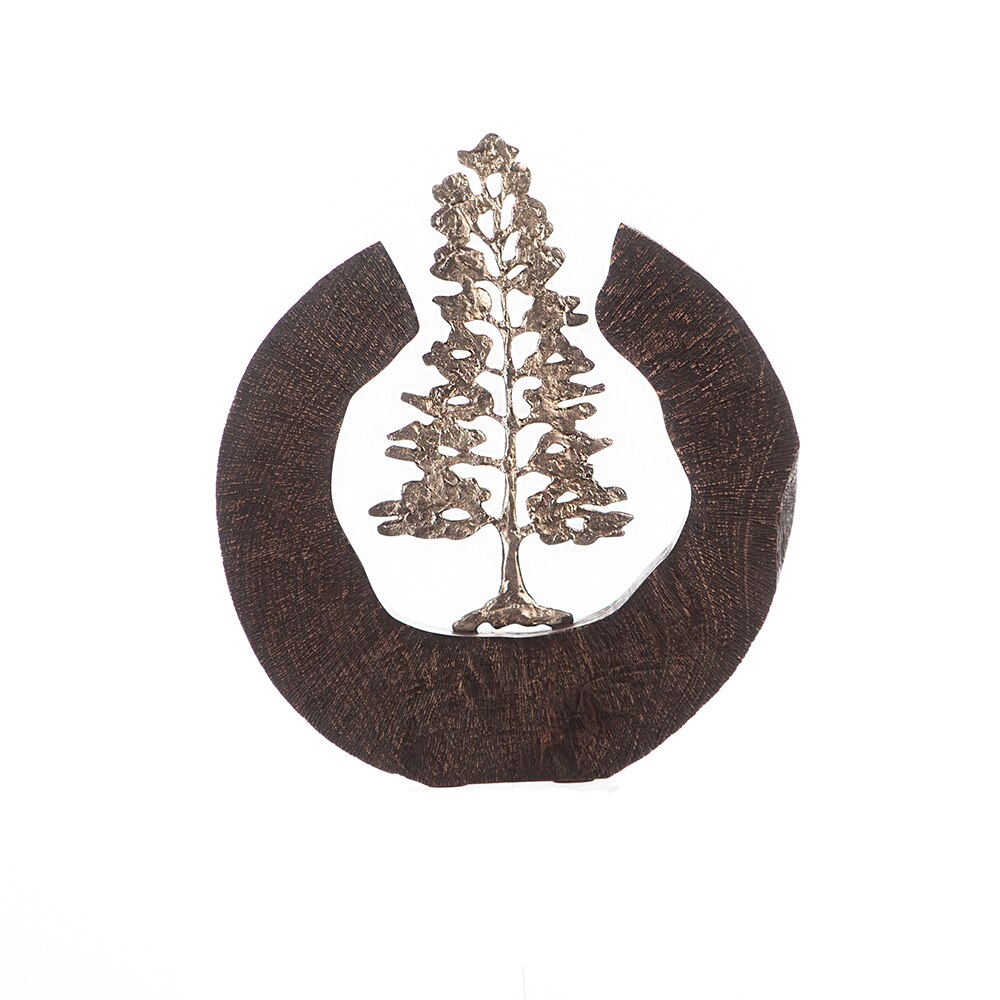 Sculptura FIR TREE, aluminiu/lemn, 39x6x36 cm