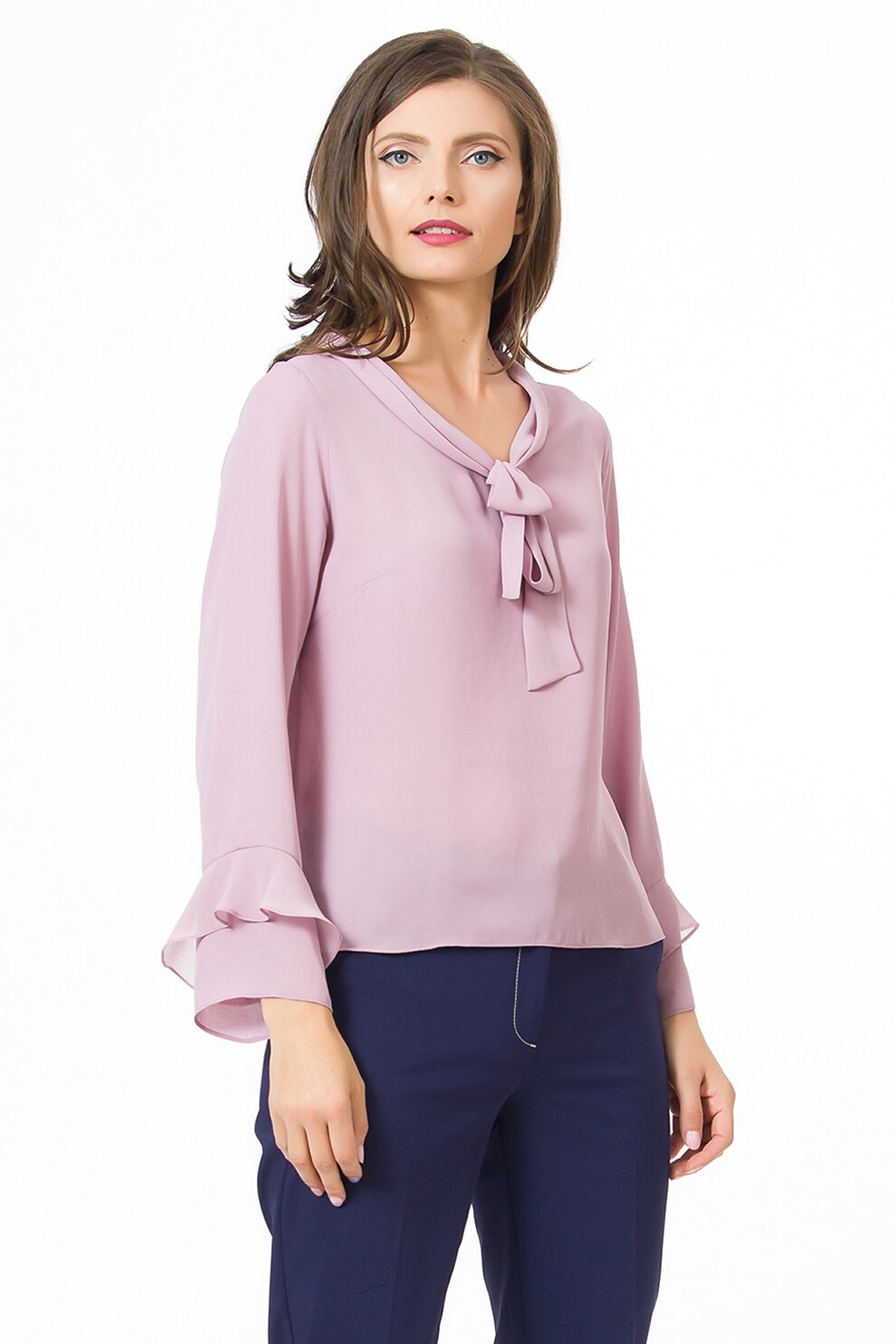 Sense, Bluza cu terminatii cu volane, Liliac, 2XL