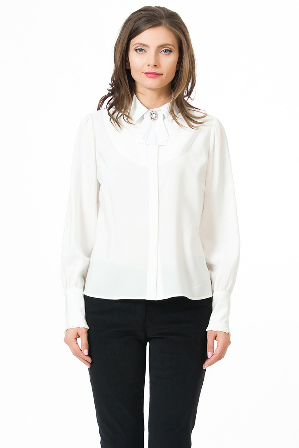 Sense, Camasa cu aplicatie brosa, Alb fildes, XL