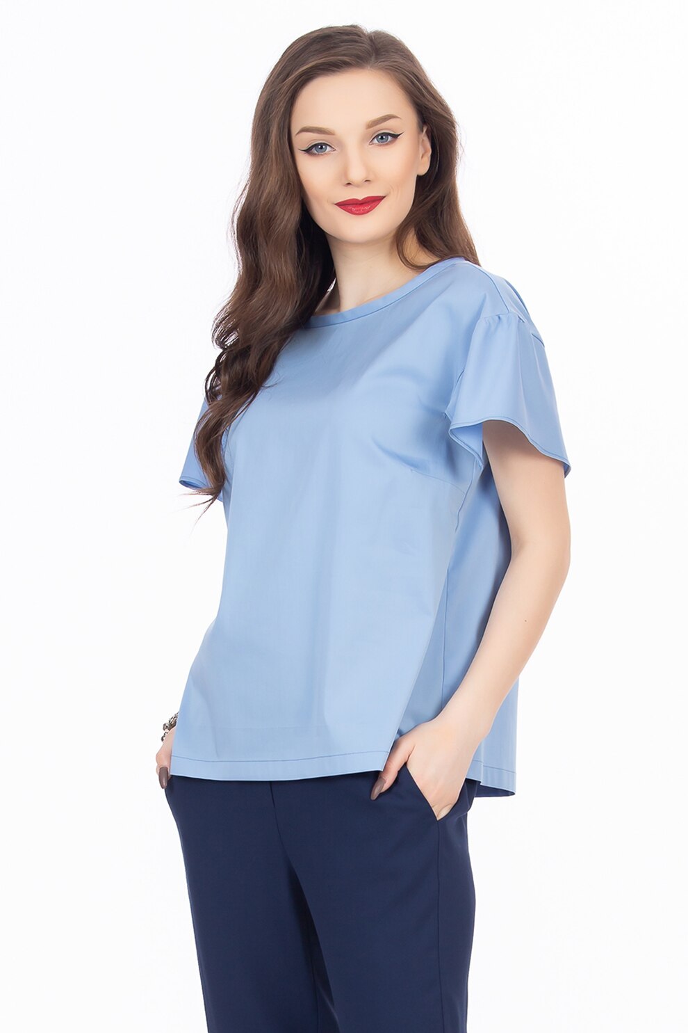 Sense, Bluza cu maneci bufante, Albastru lavanda, XL