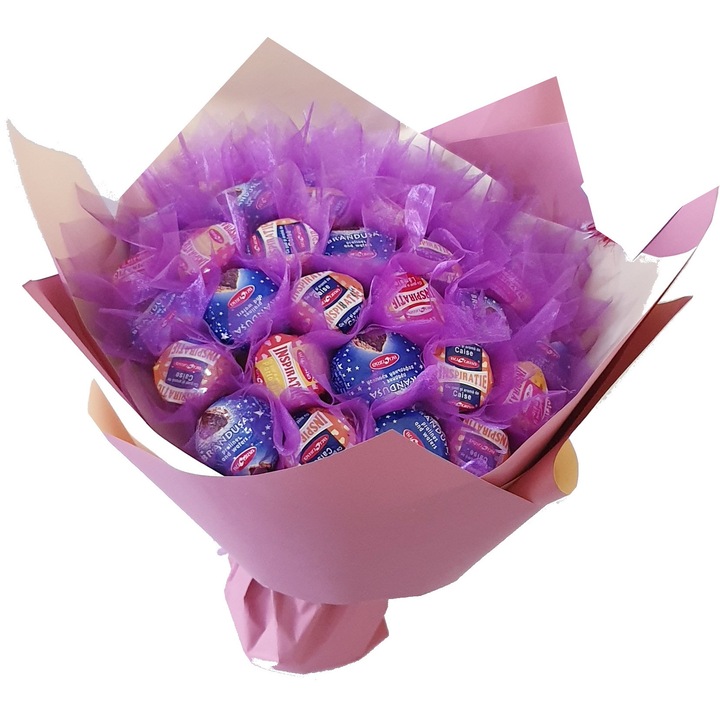 Buchet dulce 37 de bombone de ciocolata Bucuria, 650 gr