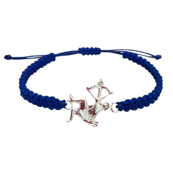 Bratara snur albastru impletit manual personalizata zodie Sagetator zodiac european argint 9238135 Dras