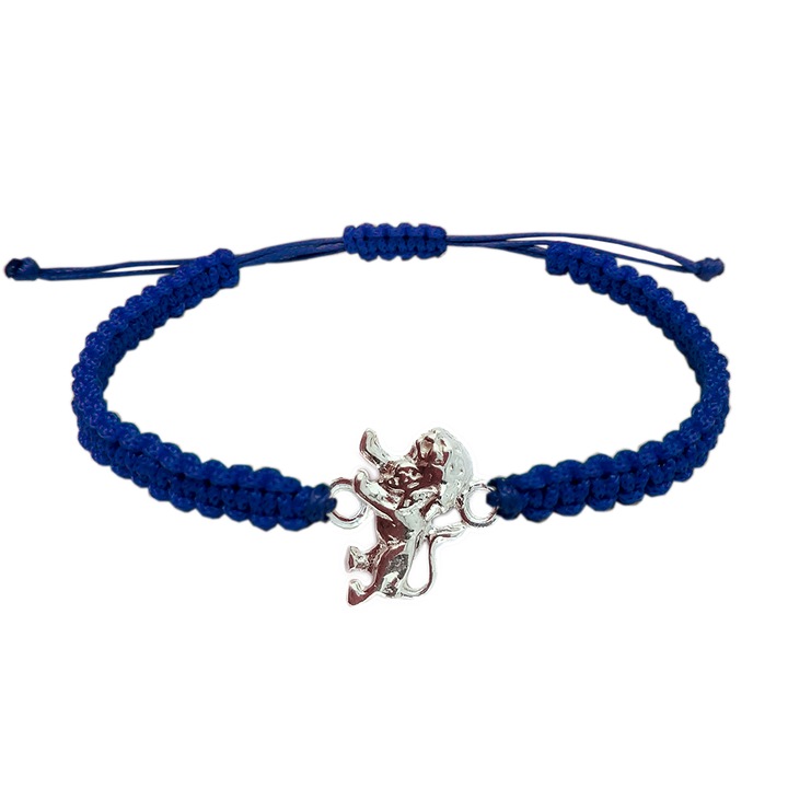 Bratara snur albastru impletit manual personalizata zodie Leu zodiac european argint 9241135 Dras