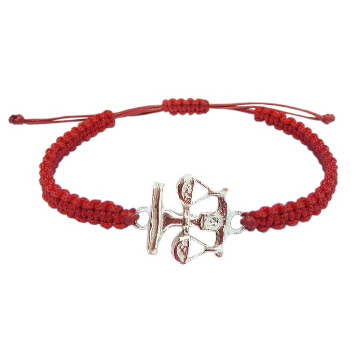 Kézzel fonott zsinór karkötő ezüst zodiákus Mérleg állítható 9243115 Dras