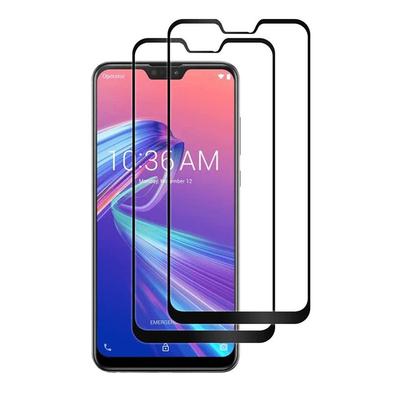 Set 2 folii protectie sticla securizata fullsize pentru Asus ZenFone Max Pro M2 ZB631KL, negru