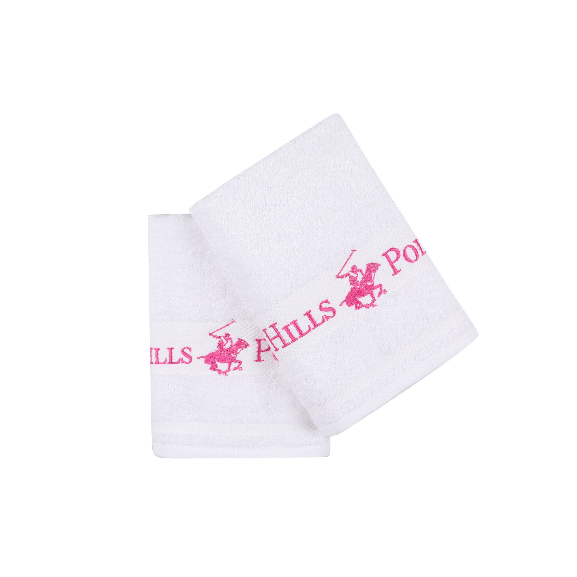 Set 2 prosoape de baie , Beverly Hills Polo,alb/roz, 50x100cm