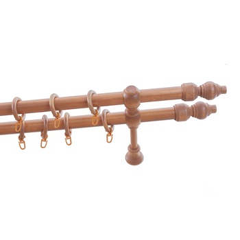 Galerie Dubla din lemn masiv pentru perdele, culoare cires, 140 cm, accesorii incluse Galerie Dubla din lemn masiv pentru perdele, culoare cires, 140 cm, accesorii incluse