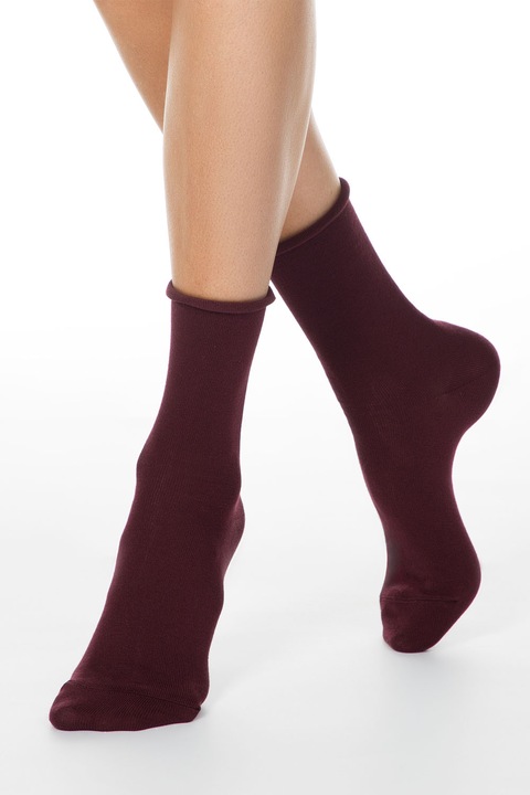 Sosete dama din bumbac fara elastic, Conte Elegant Comfort 000, Visiniu