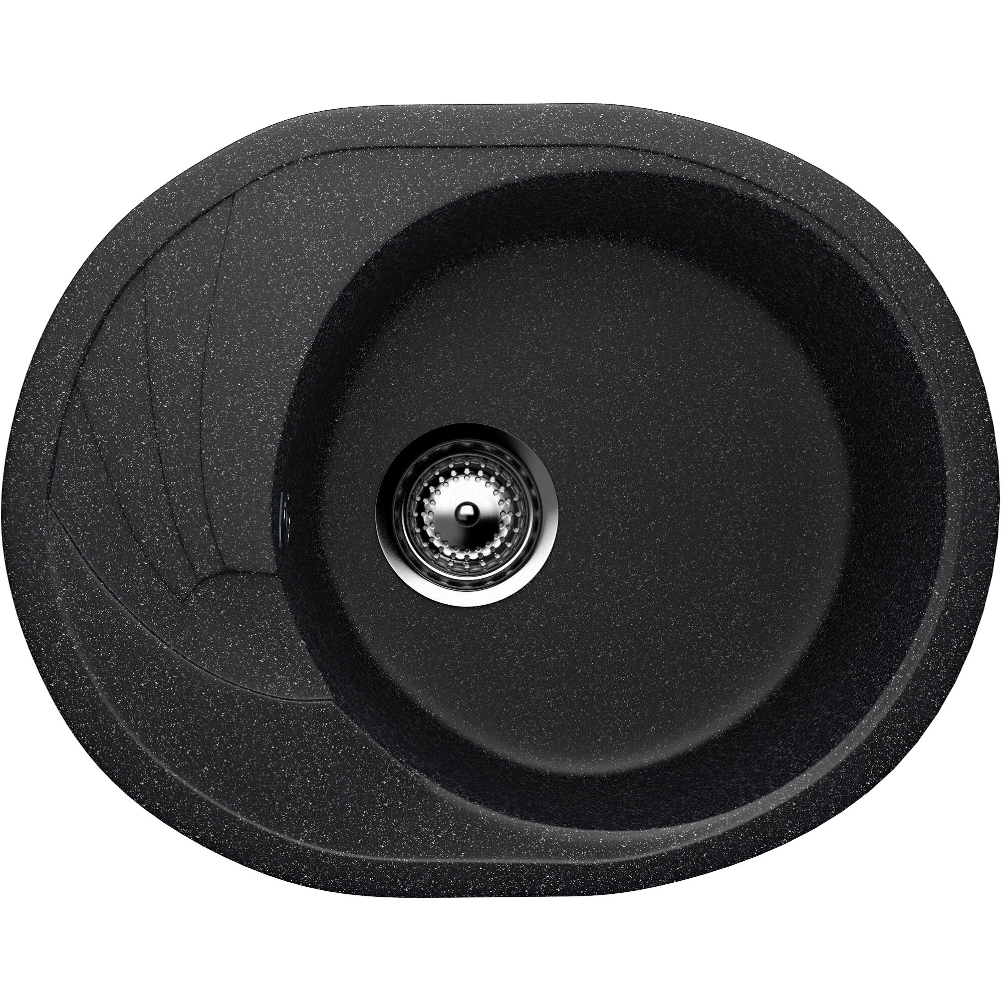 Chiuveta ovala Compozit Bucatarie Ulgran U-403-308, Negru, Reversibila, Sifon Complet inclus