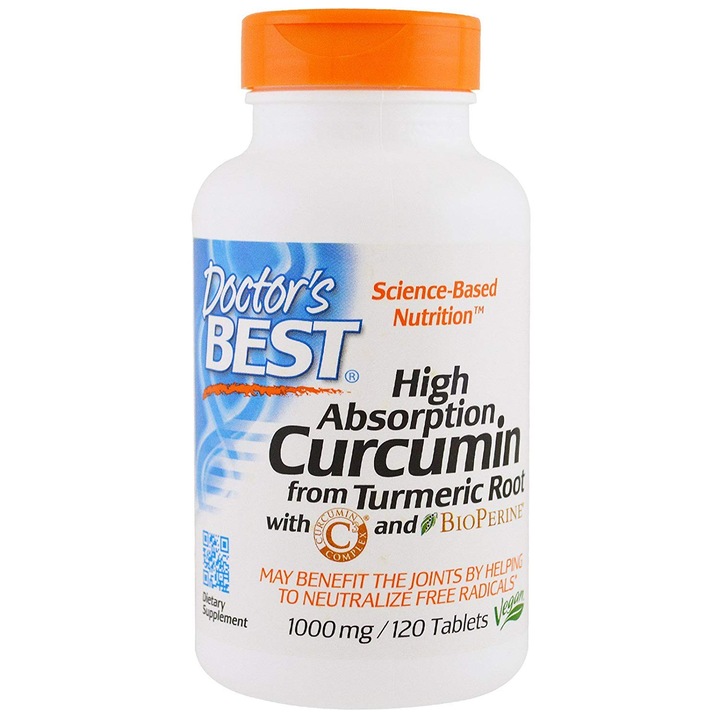 Хранителна добавка с Curcuma+C3 Complex & BioPerine 1000mg, Doctor's Best, 120 капсули
