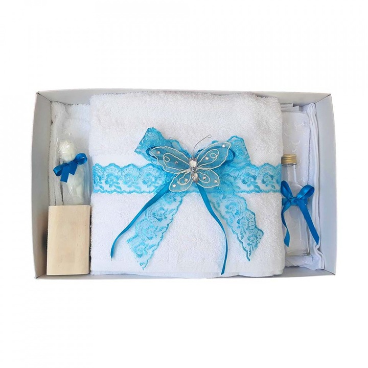 Trusou botez dantela turcoaz si fluturas Denikos® 422