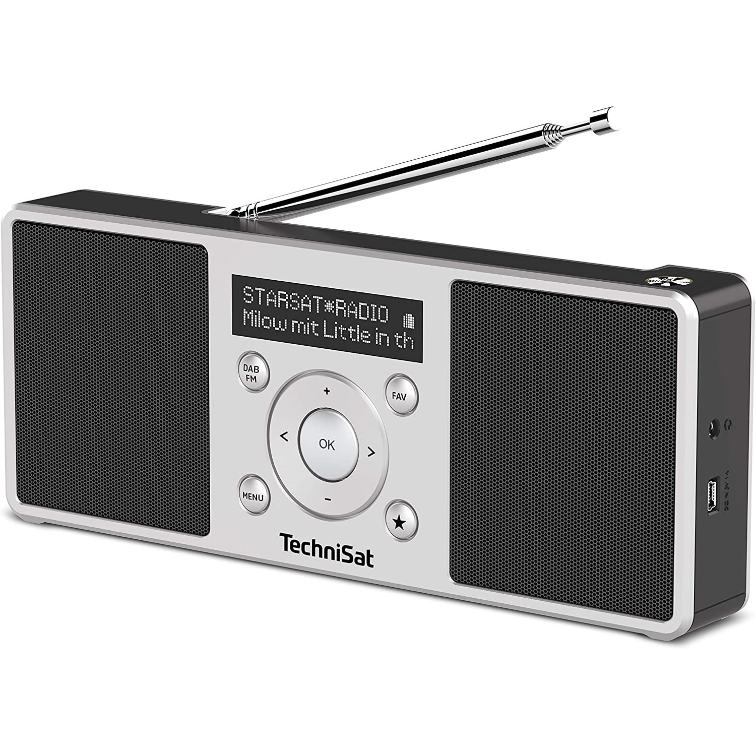 Radio TechniSat Digitradio 1S, portabil, DAB+, 2W, ecran OLED, alb/negru