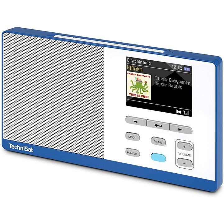Радиочасовник TechniSat Digitradio Kira 1, DAB+, преносим, 1W, snooze/timer функция, син/бял