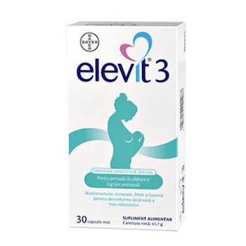 Multivitamine Elevit 3 DHA, Luteina, pentru perioada alaptarii, 30 capsule Multivitamine Elevit 3 DHA, Luteina, pentru perioada alaptarii, 30 capsule