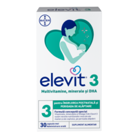 Elevit® 3, multivitamine, minerale si DHA, pentru ingrijirea post-natala a mamei si a nou-nascutului. 30 capsule moi