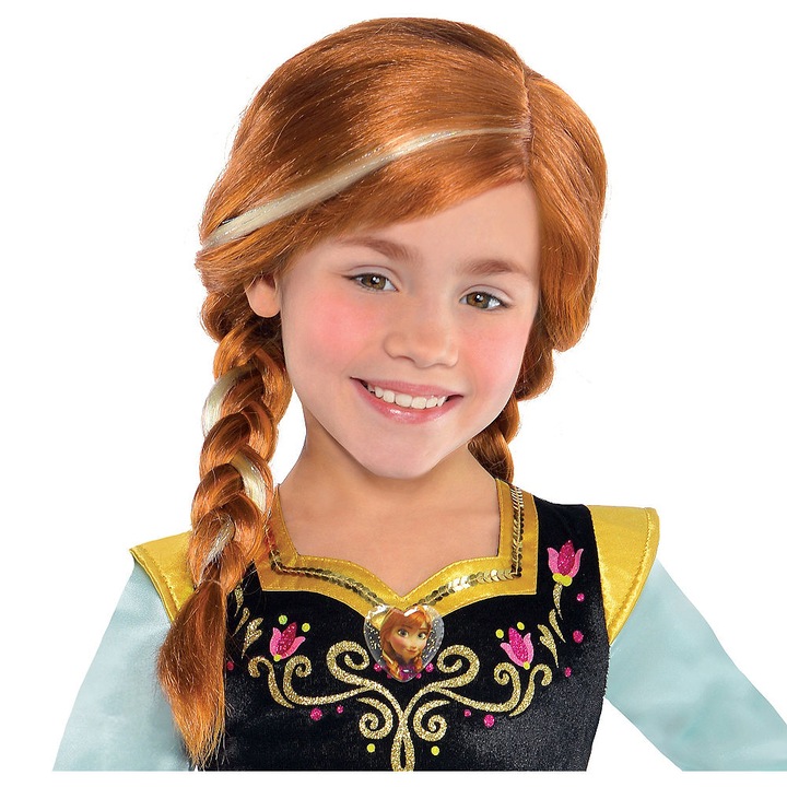 Peruca pentru copii, model Printesa Anna Frozen