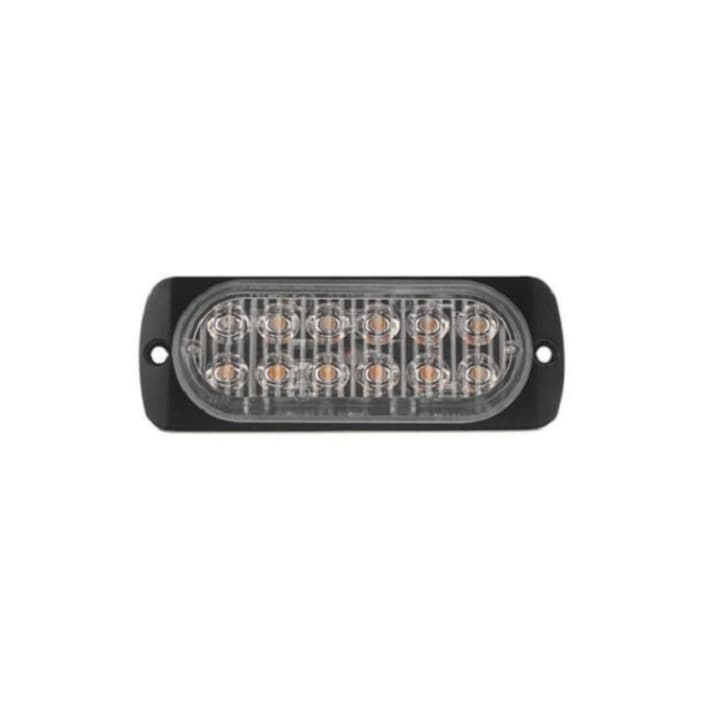 Фар, Led, Стробоскоп, 12 Led, 12/24V, 112мм X 41мм, Жълт