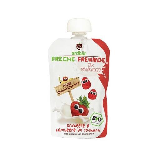 Piure de Capsuni, Zmeura si Iaurt Bio Erdbar 100gr