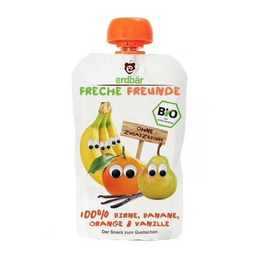 Piure de Pere, Banane, Portocale si Vanilie Bio Erdbar 100gr