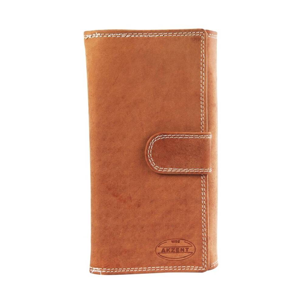 Portofel dama, piele naturala, 18 x 10 cm, maro inchis, 73-003