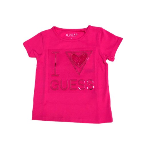 Tricou fete Guess, 4 ani, fucsia, I Love Guess
